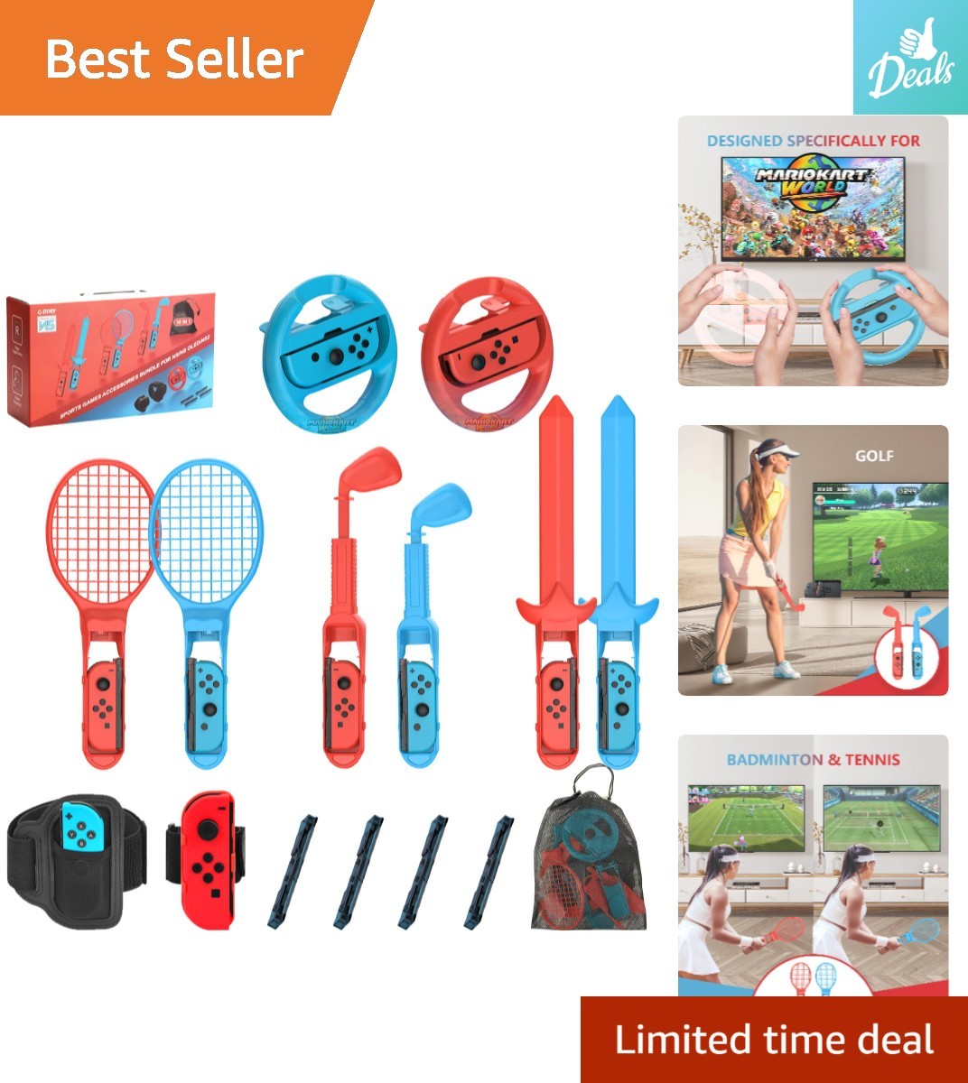 10-in-1 Sports Accessory Kit for Nintendo Switch: Enjoy Real Sports Fun