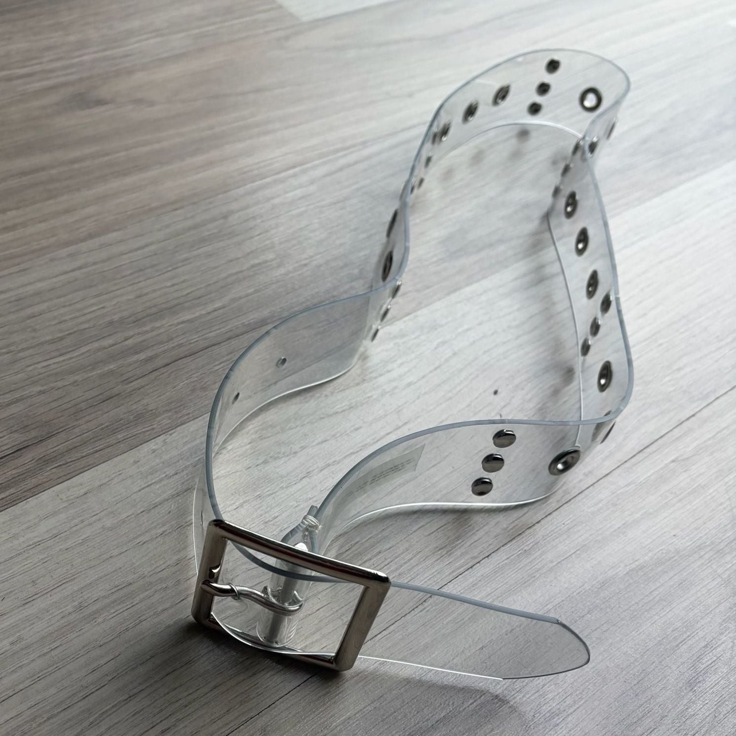 Urban Outfitters Clear Vinyl PVC Grommet Belt with Silver Buckle