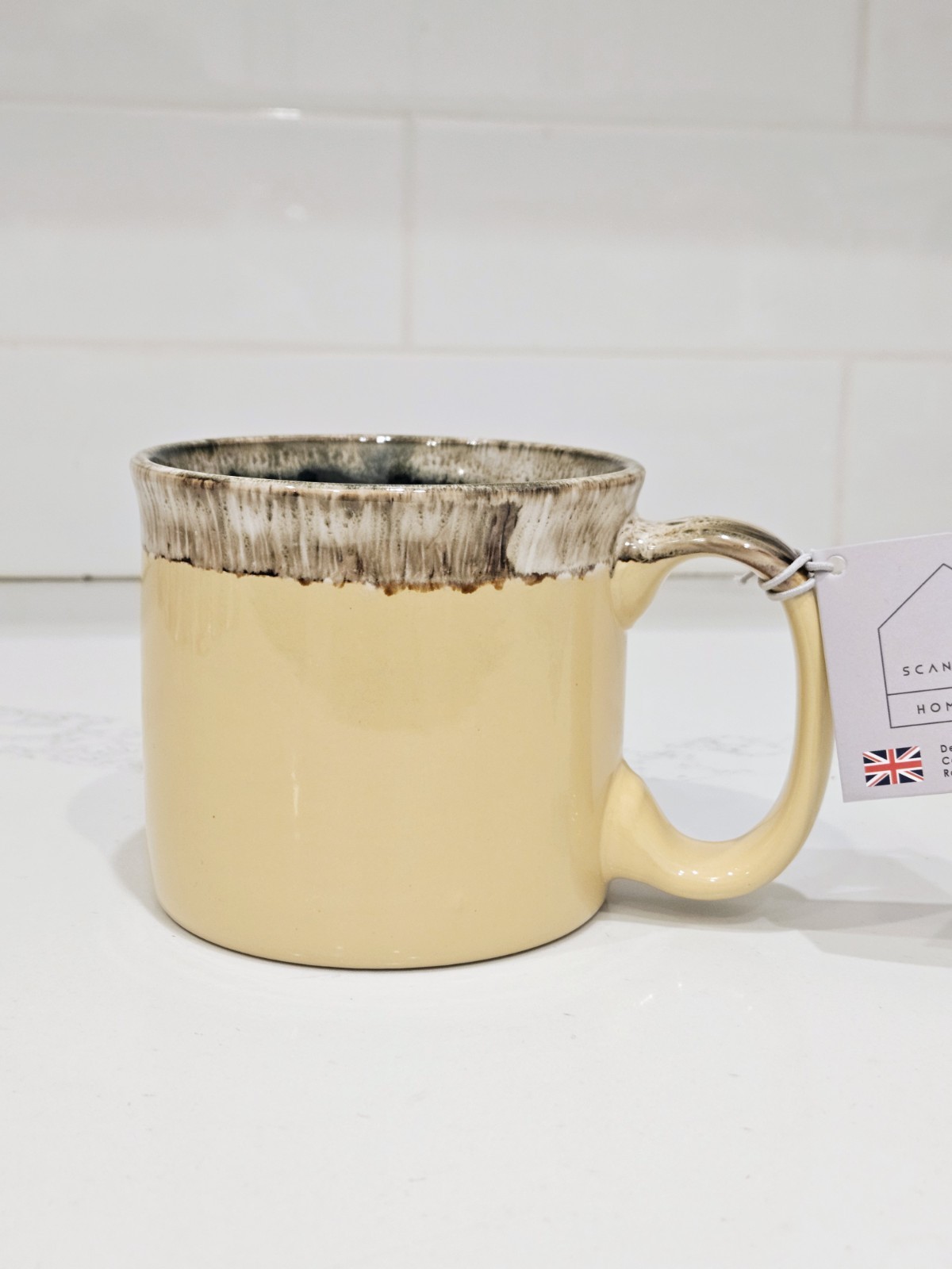 Scandi Home 17oz Rustic Beige Ceramic Mug Scandinavian Farmhouse Cozy Cup