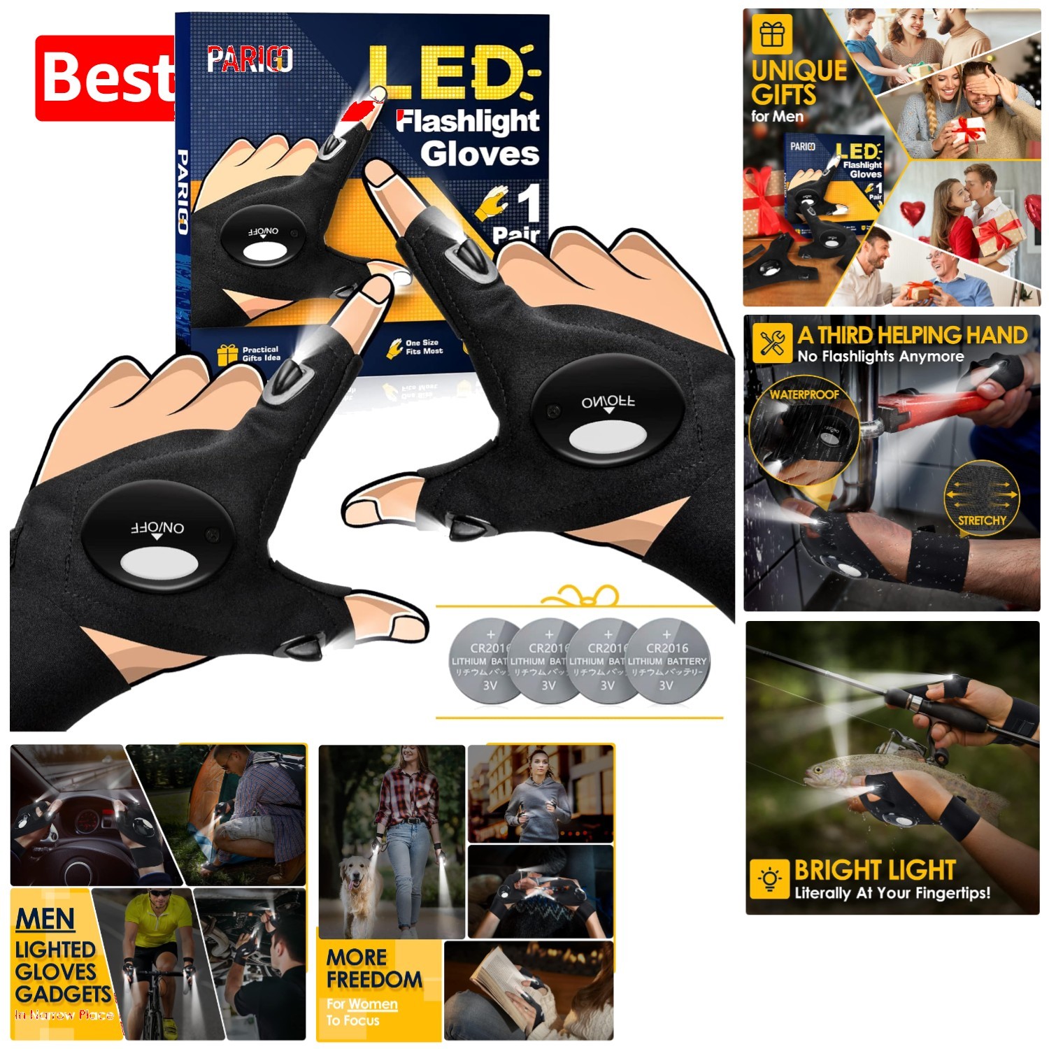 Adjustable LED Light Gloves - Functional Accessories for Outdoor Adventures