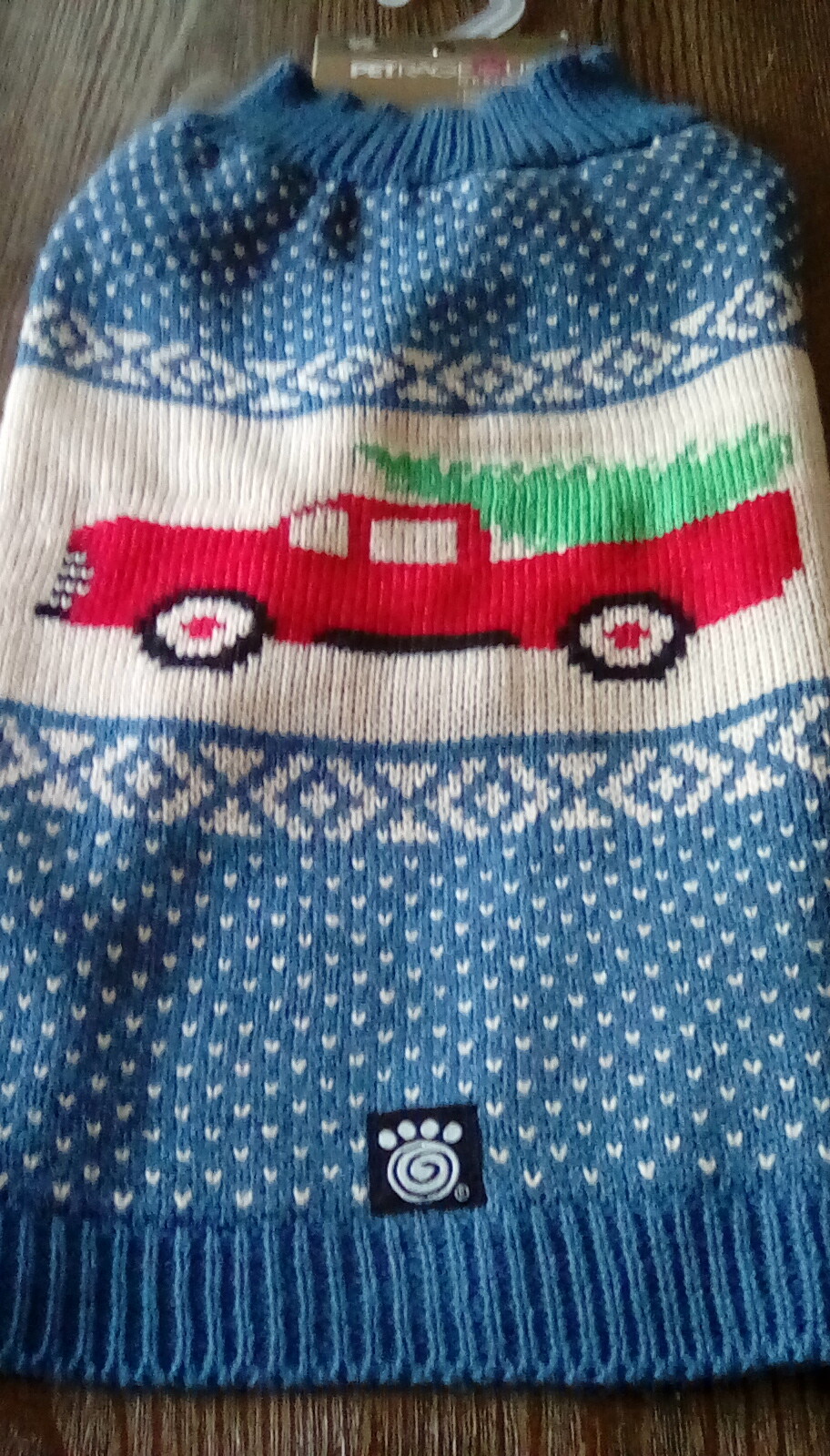 NWT DOG Cat Pet SWEATER • Red Pick up w/ Christmas Tree • M 20-35# • 14" -17"