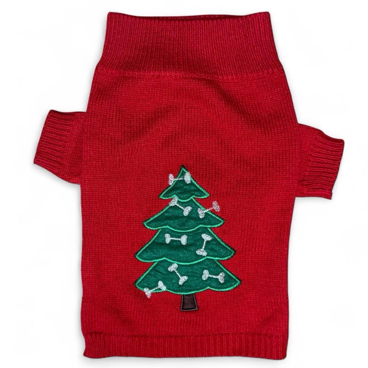 Red Christmas Tree Dog/Cat Sweater, Size medium