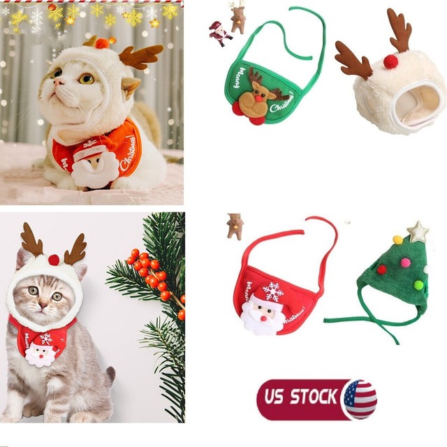 Christmas Pet Clothes Warm Xmas Cute Dog Cat Cotton Clothing Santa Red Scarf USA