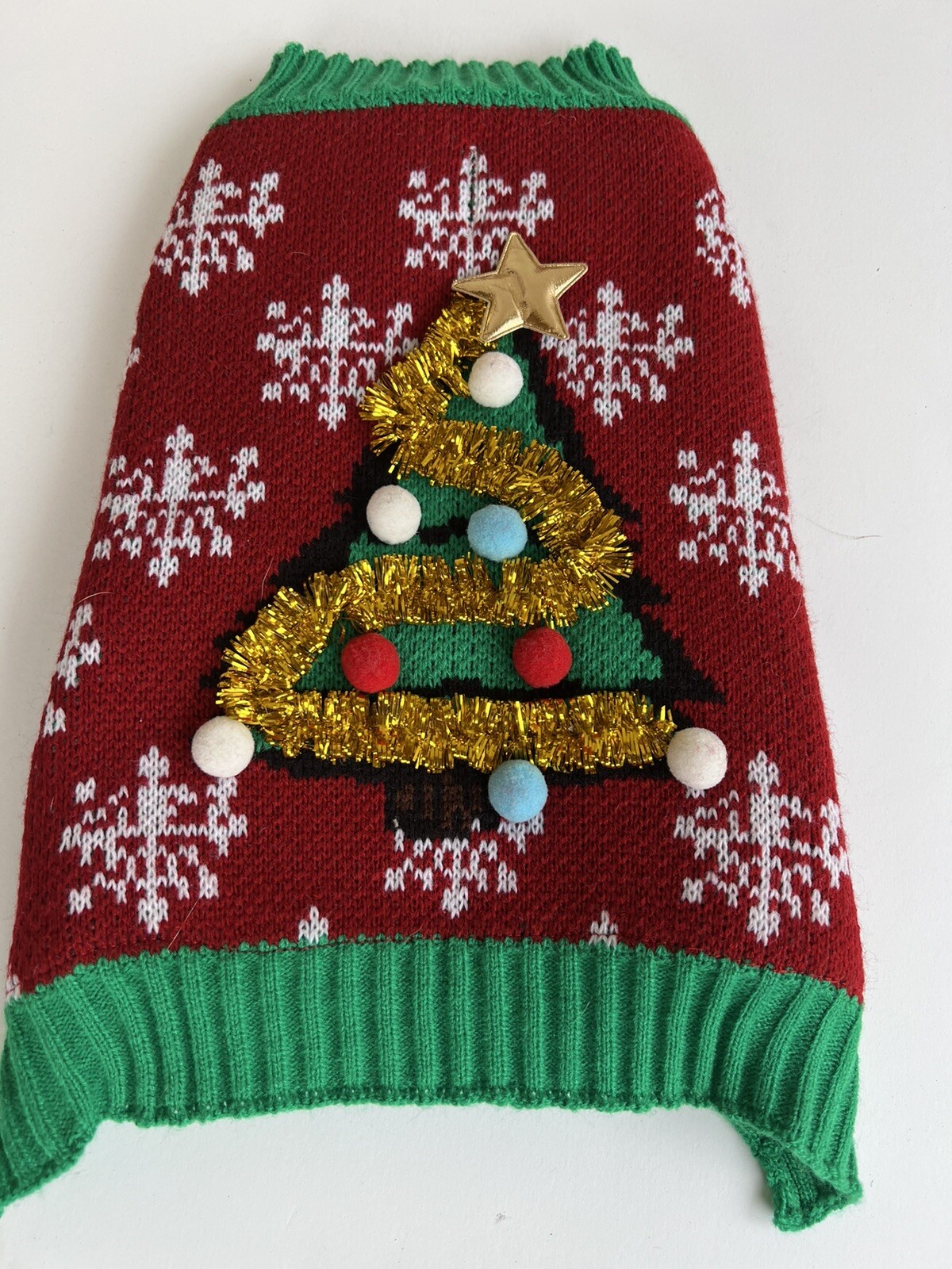 Warm Fleece Xmas Tree Pet Dog Jacket Clothes Christmas Puppy Cat Coat Outfits M