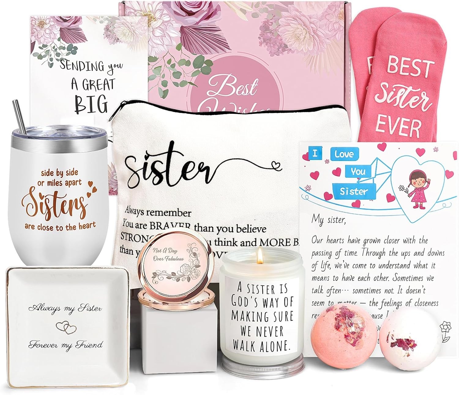Sister Birthday Gifts, Sisters Gifts from Sister, 9PCS Unique Gift for Sisters G