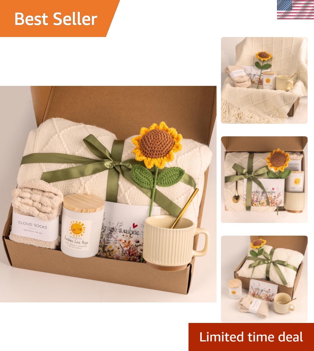 Sending Sunshine Sunflower, Thinking of You Care Package Unique Gift Baskets ...