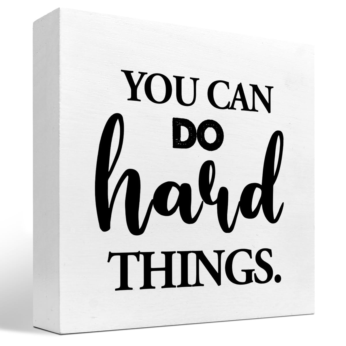 You Can Do Hard Things Wood Block Sign Desk Decor,Rustic Inspirational Wooden...