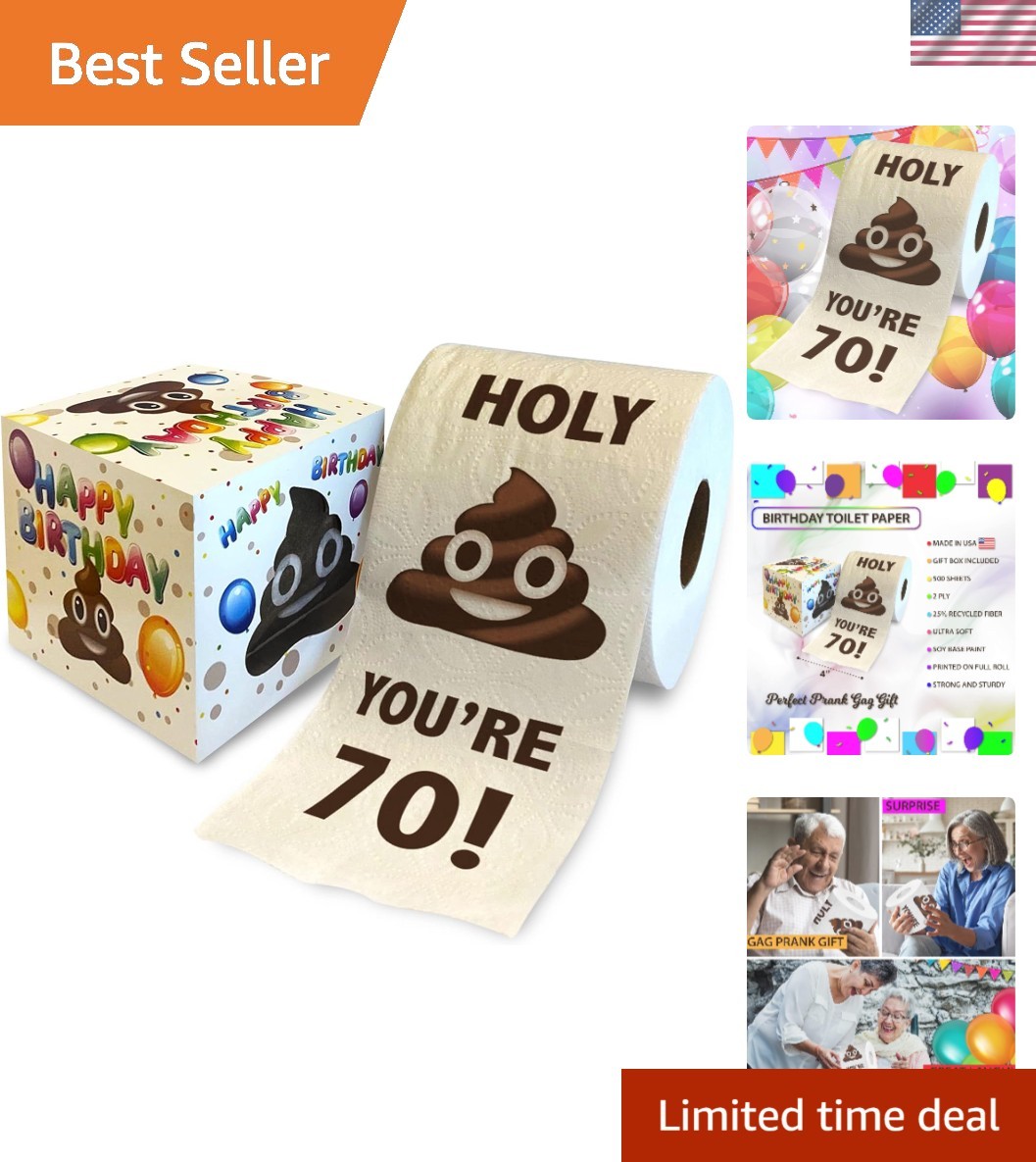 Humorous 70th Birthday 'Holy Poop' Toilet Paper Gag Gift - Eco-Friendly & Fun