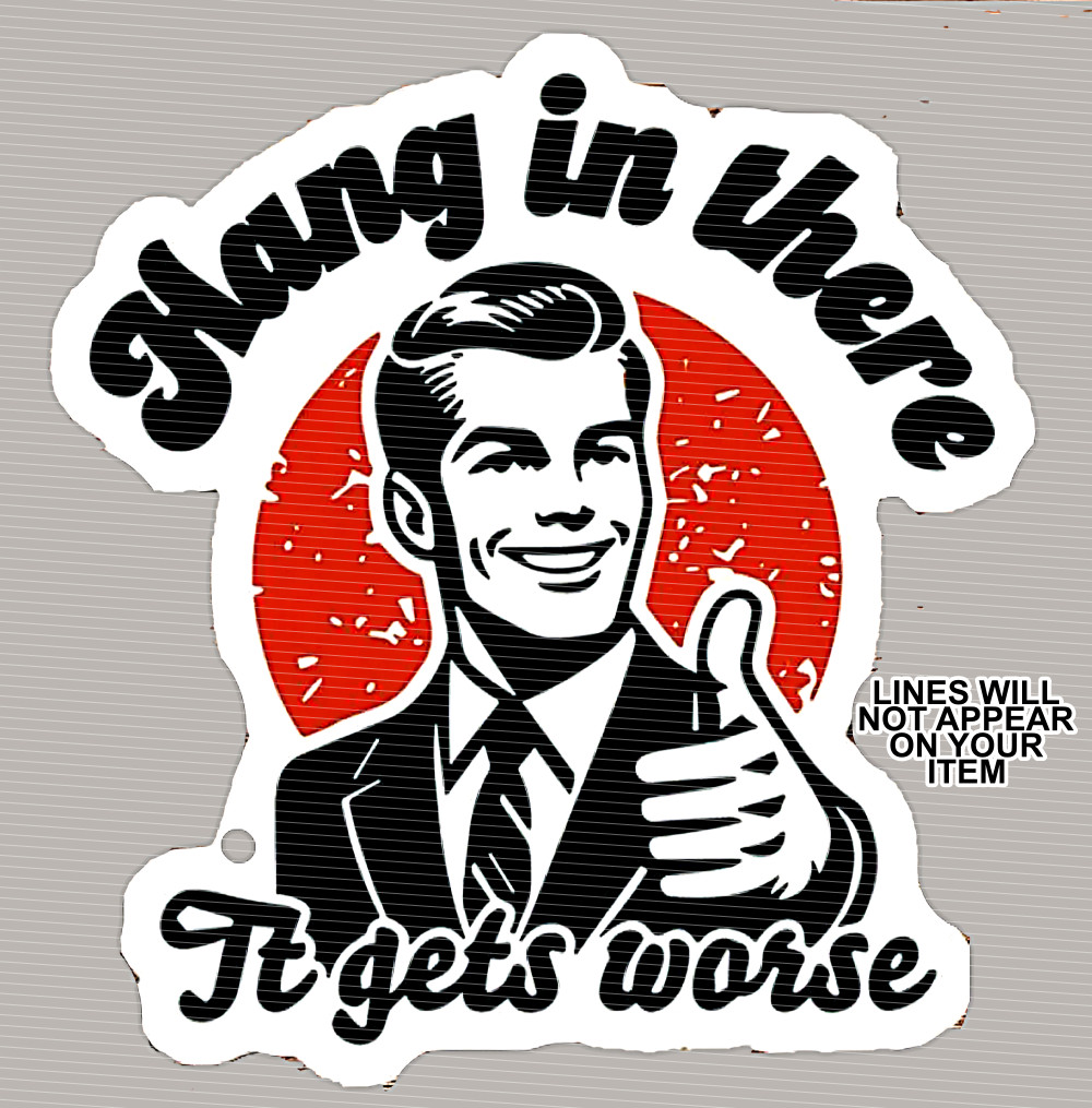 Funny Sticker "Hang In There, It Gets Worse" Vinyl Decal Sticker