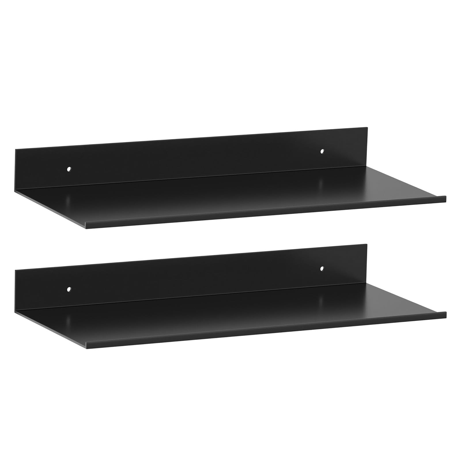 2 Pack 15.7 Inch Black Metal Floating Shelves for Wall Modern Wall Decor