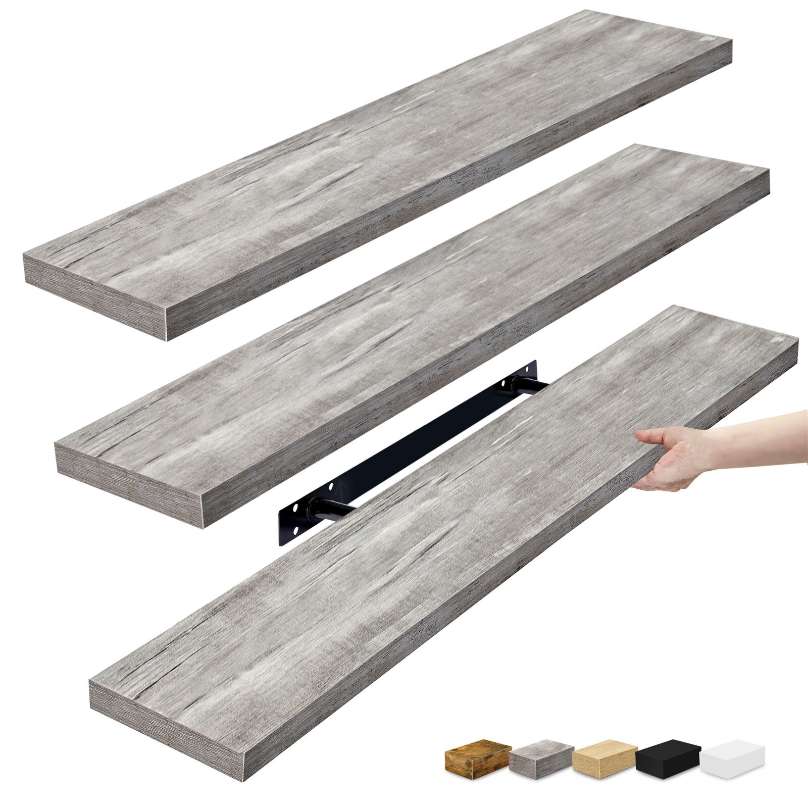 Sorbus Floating Shelves for Wall, 3 Long Wall Mounted Large Decorative Shelves