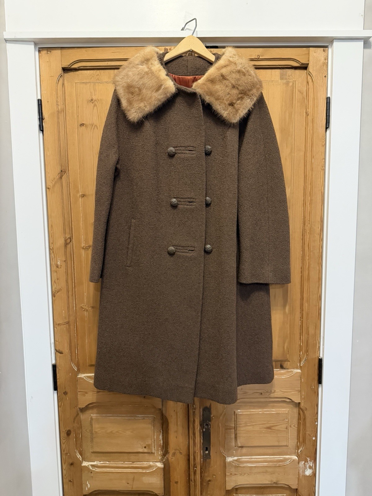 Steven’s Hockanum Fabric Topaz Long Vintage Wool and Fir Coat Women's Size L