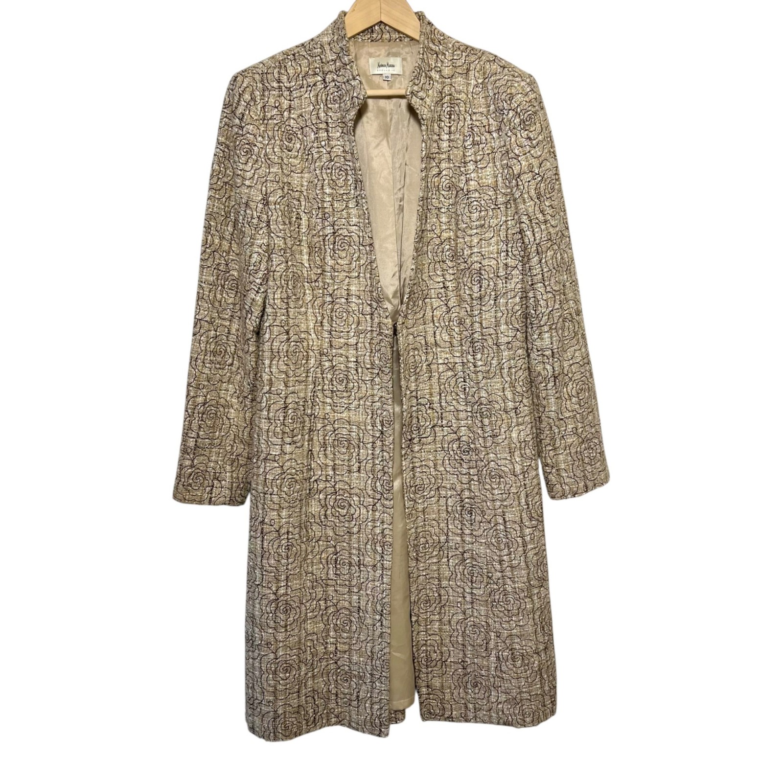 Neiman Marcus Silk Old Money Capsule Parisian Luxury Scandi Long Overcoat 10