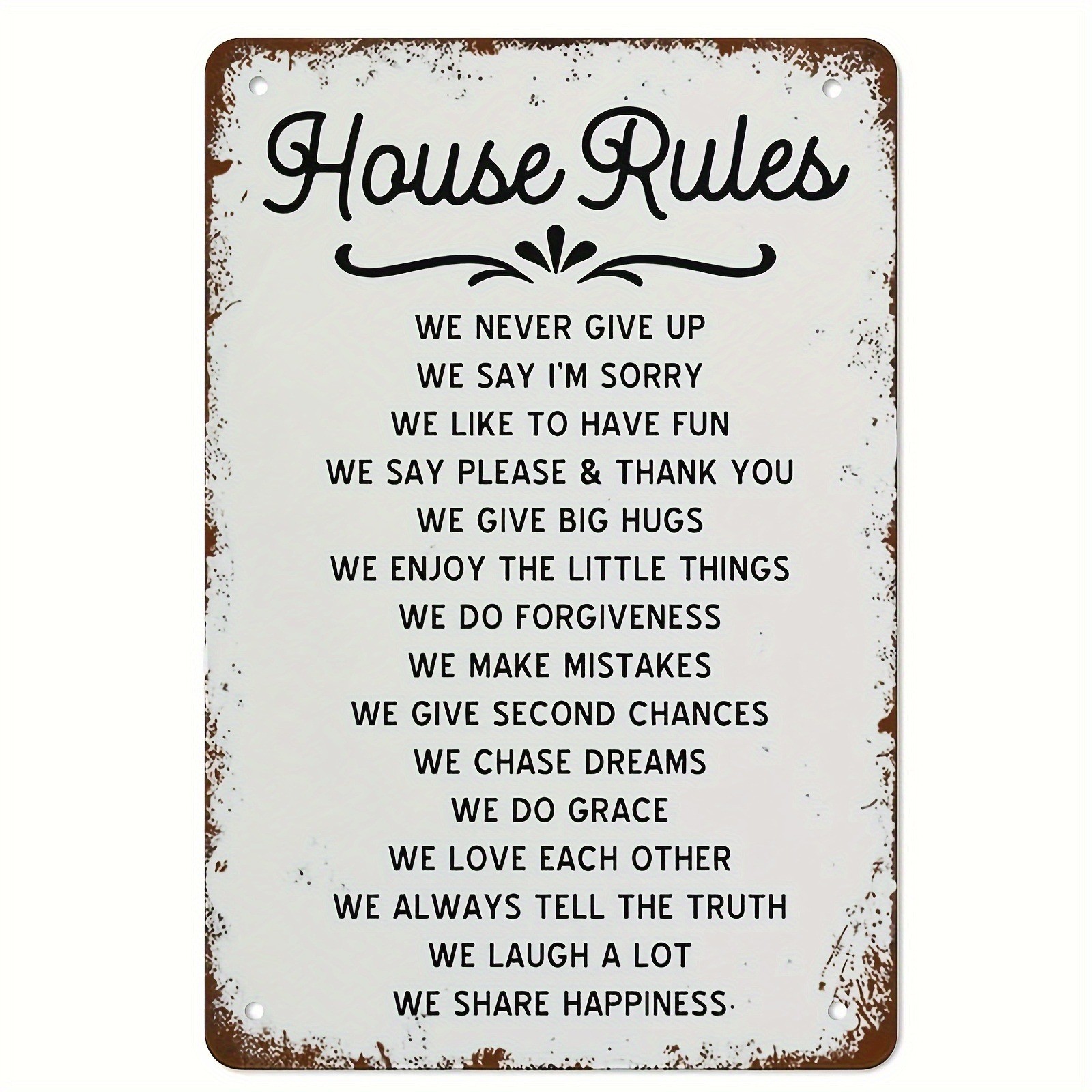 Warm House Rules Home Sign Inspirational Family Saying Hanging Plaque Wall Decor