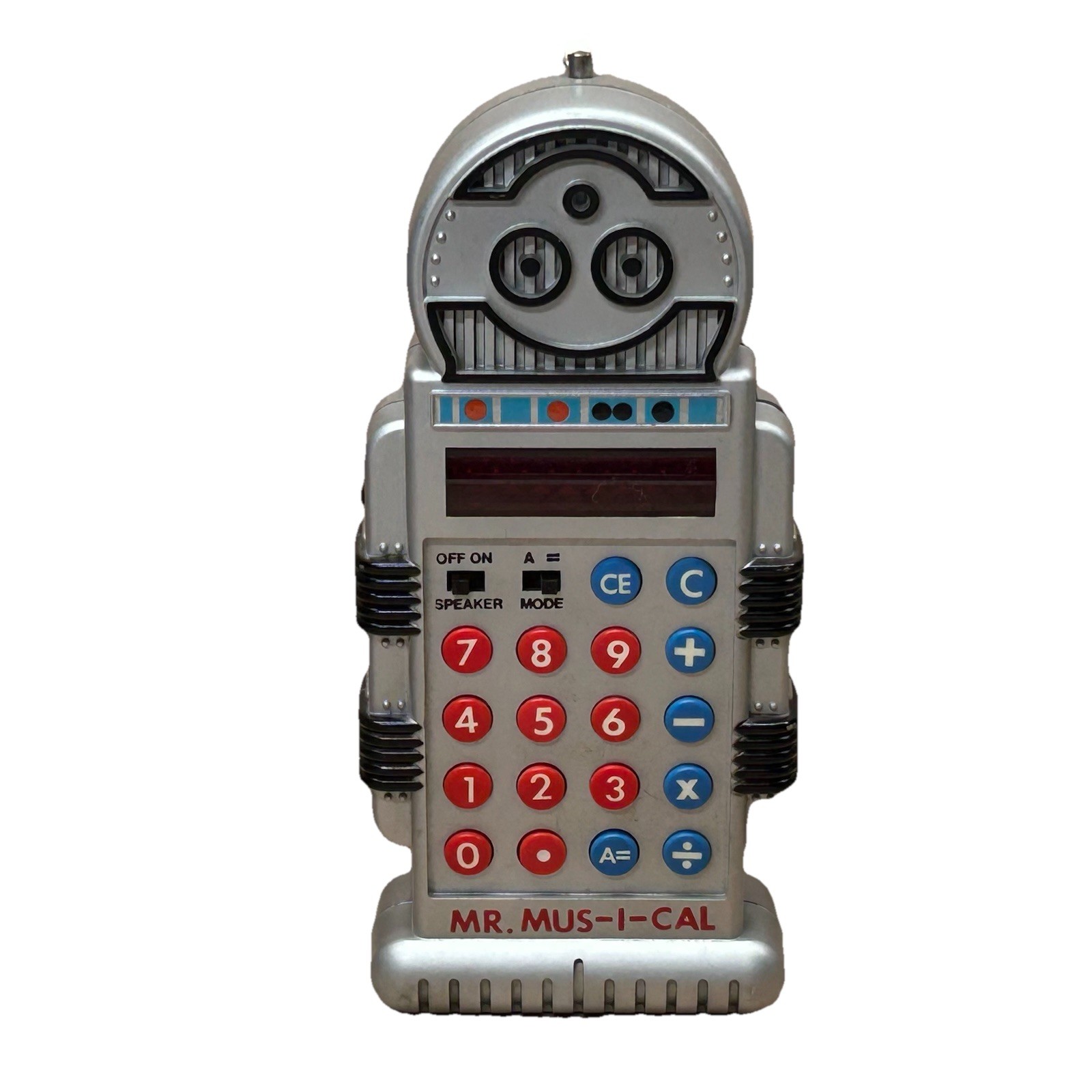 Mr. Mus-I-Cal White Vintage Calculator Robot Toy Hong Kong Model 560 Tested