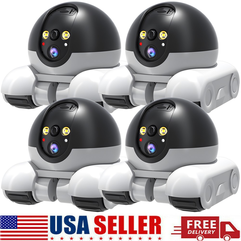 4PCS Pet Camera Robot, 2 Lens Wifi 1080P HD Movable Security Camera Night Vision
