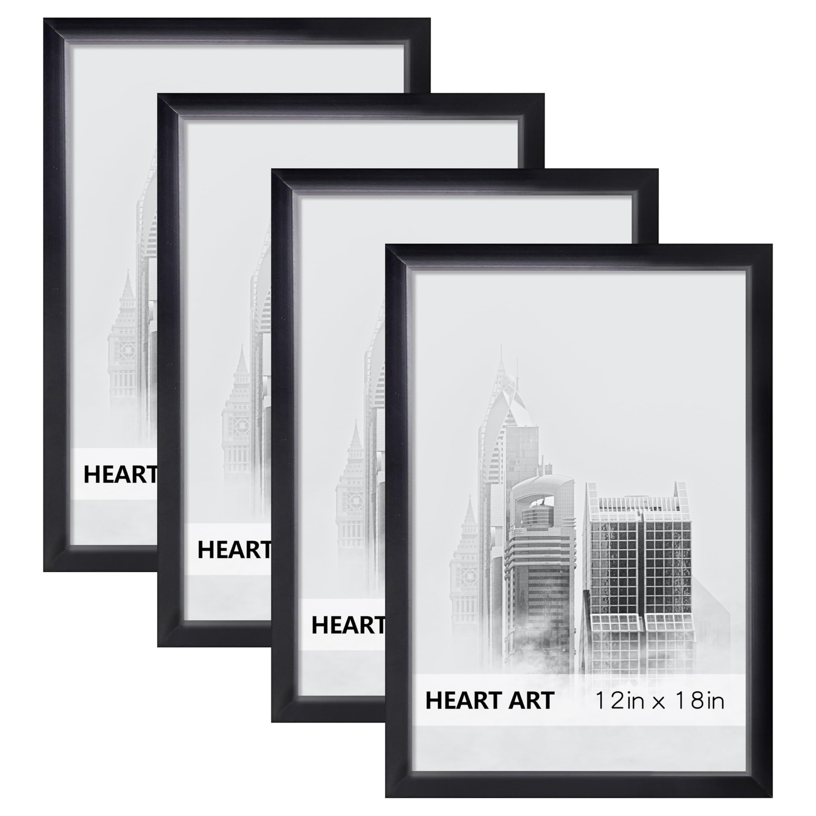 HEART ART 12x18 Frame 4-Pack, Poster Frame Without Mat, Wall Gallery