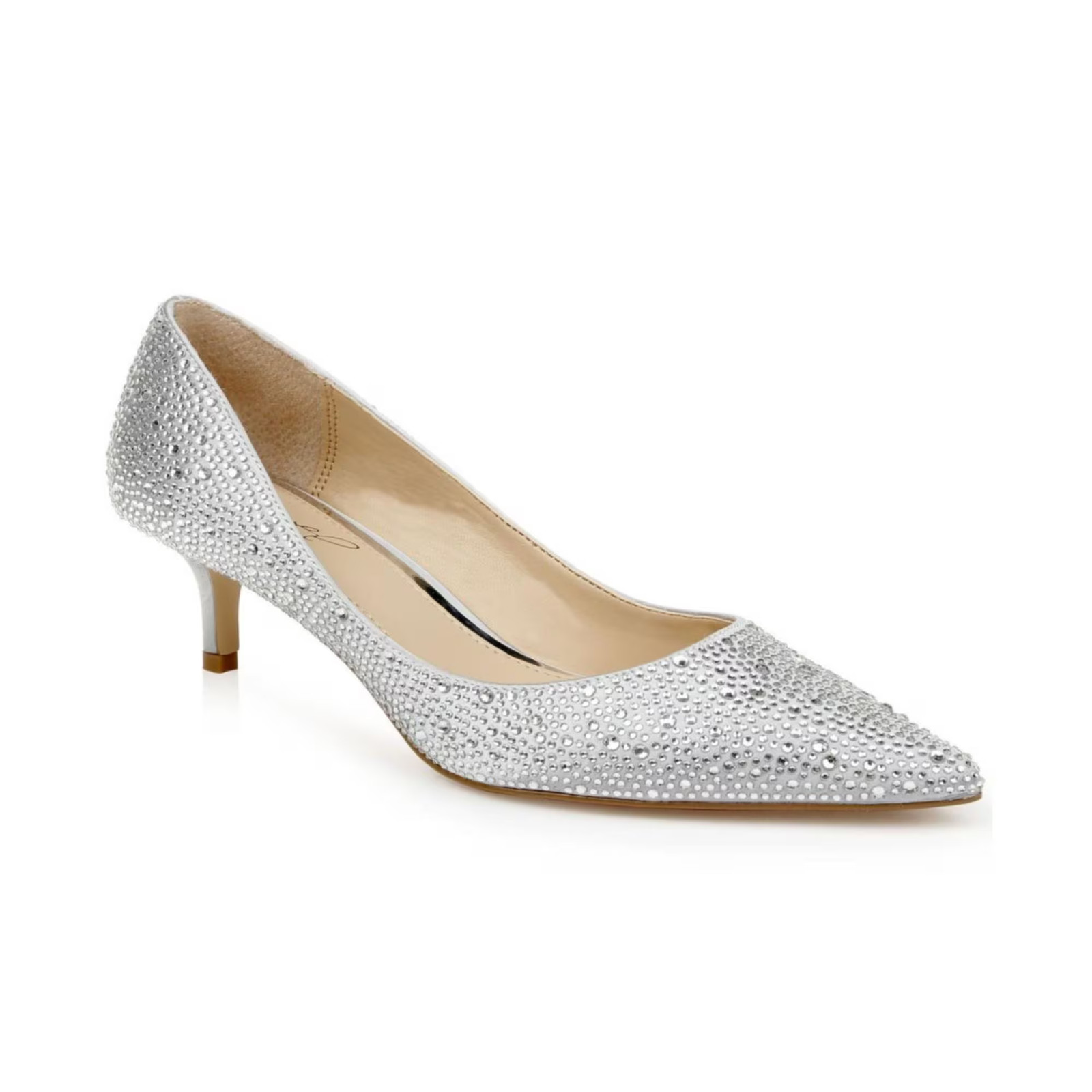 Womens Jewel Badgley Mischka Frenchie Kitten Heel Evening Pumps Silver-Tone