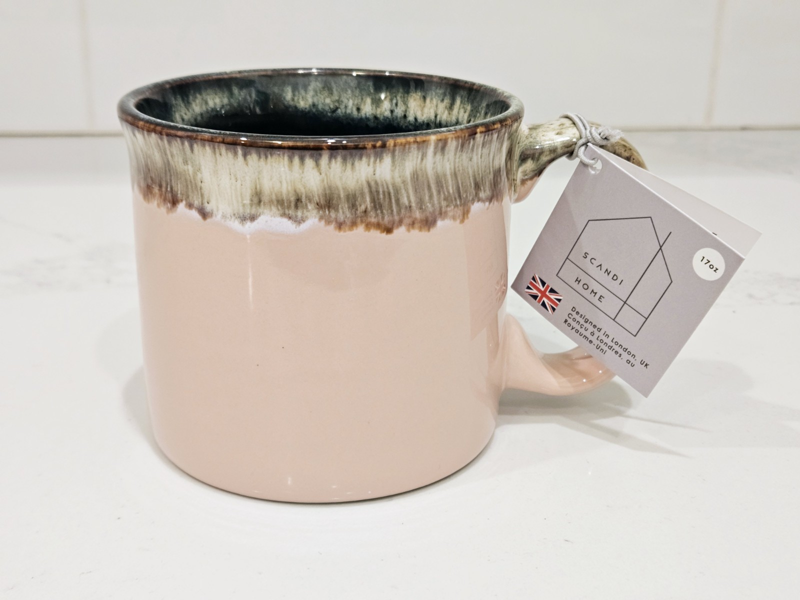 Scandi Home 17oz Rustic Beige Ceramic Mug Scandinavian Farmhouse Cozy Cup
