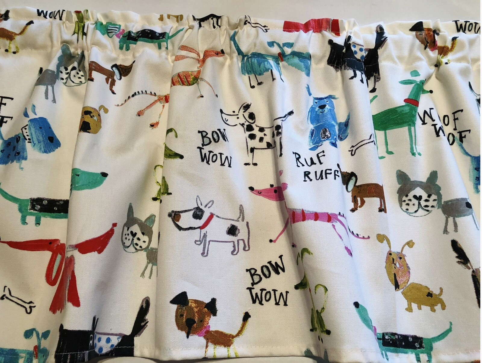 Cute Dogs Duck Cloth Valance,42"W x 14"L, Gift Idea, Home Decor