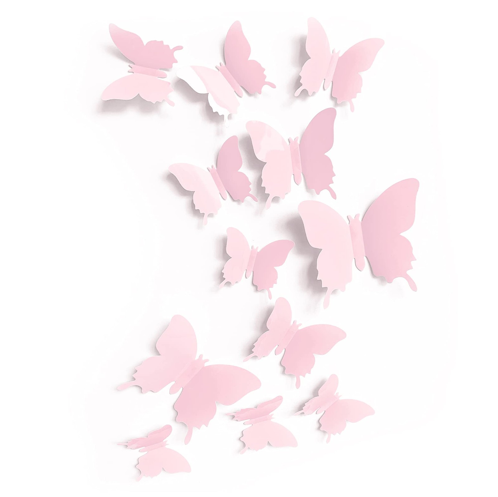 Cute Pink Butterfly Wall Decor 24 pcs, Girls Room Decals, Danish 