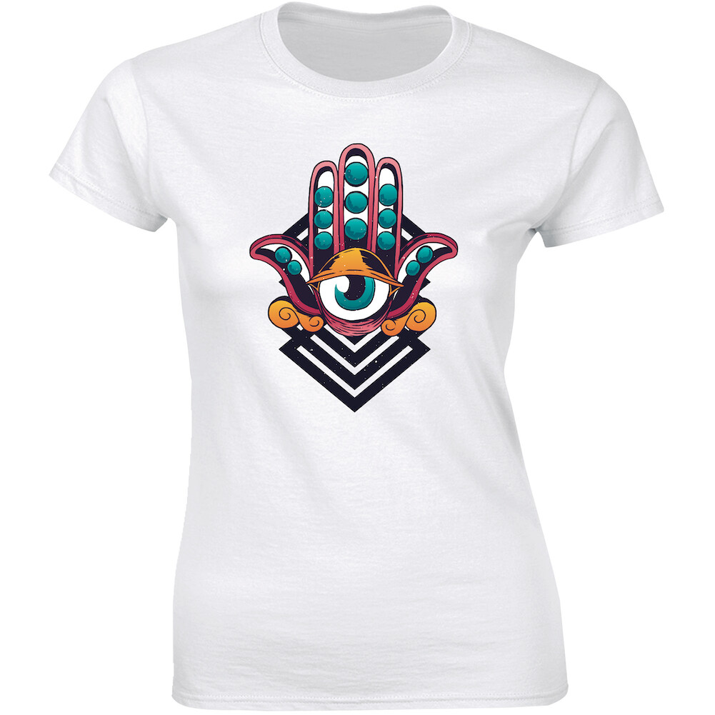 Hamsa Hand Boho Eye Indi Hindu Festival Tee for Women Trendy Fashion
