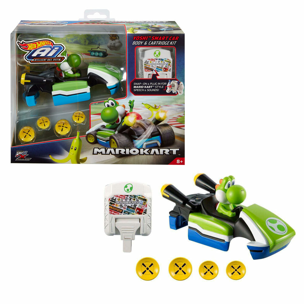 Hot Wheels Ai Mario Kart Yoshi Racing Smart Car Body + Cartridge Kit Playset Toy