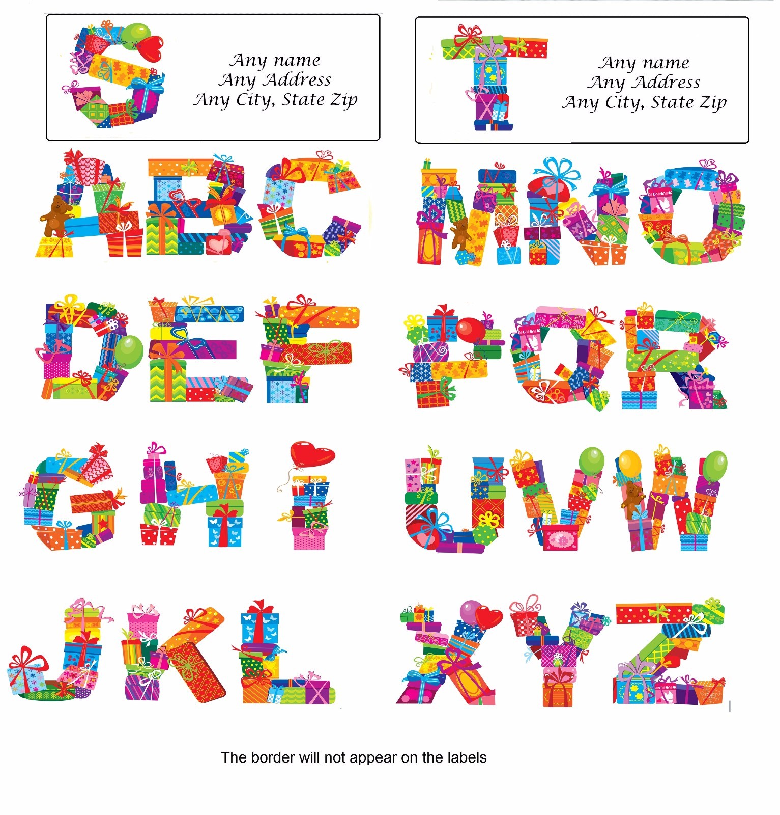 30 Personalized Address Labels Gift Boxes as Alphabets 