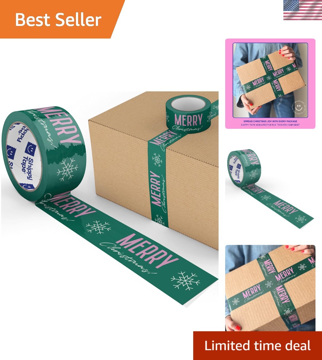 Decorative Christmas Snowflake Packing Tape Holiday Gift Wrap Shipping Tape