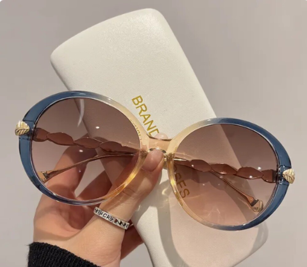 New Vintage Round Frame Sunglasses Gradient Colorful Trendy Fashion Women Female