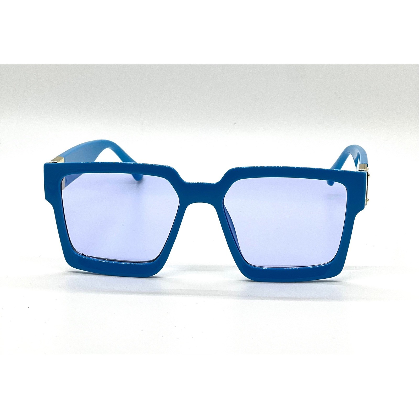 Oversized Square Blue Sunglasses Women's Gold Accent Trendy Fashion