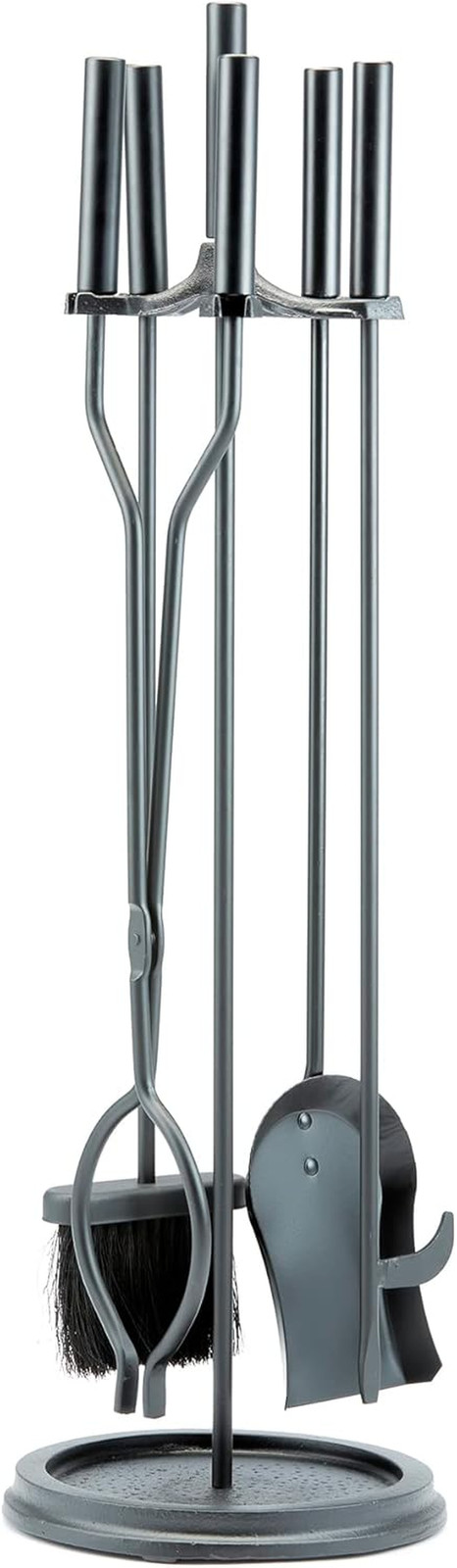 Sleek 5-Piece Black Fireplace Tool Set for a Cozy Home Atmosphere
