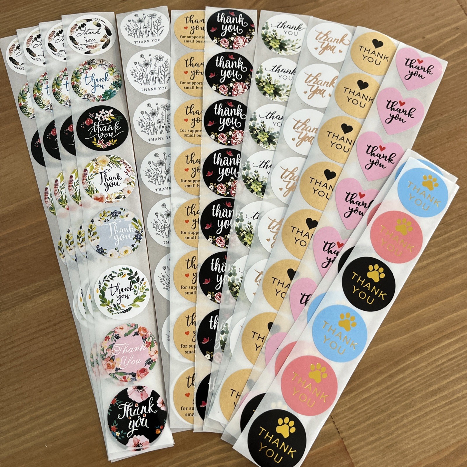 100pcs Cute Thank You Stickers 1 inch Small Business Decorate Envelopes Sealing