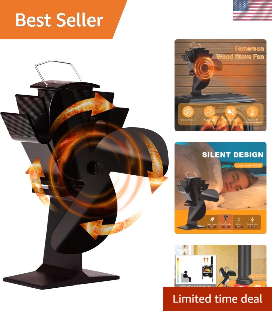 Aluminum Heat Powered Fan with Bi-metallic Safety Device for Cozy Warmth