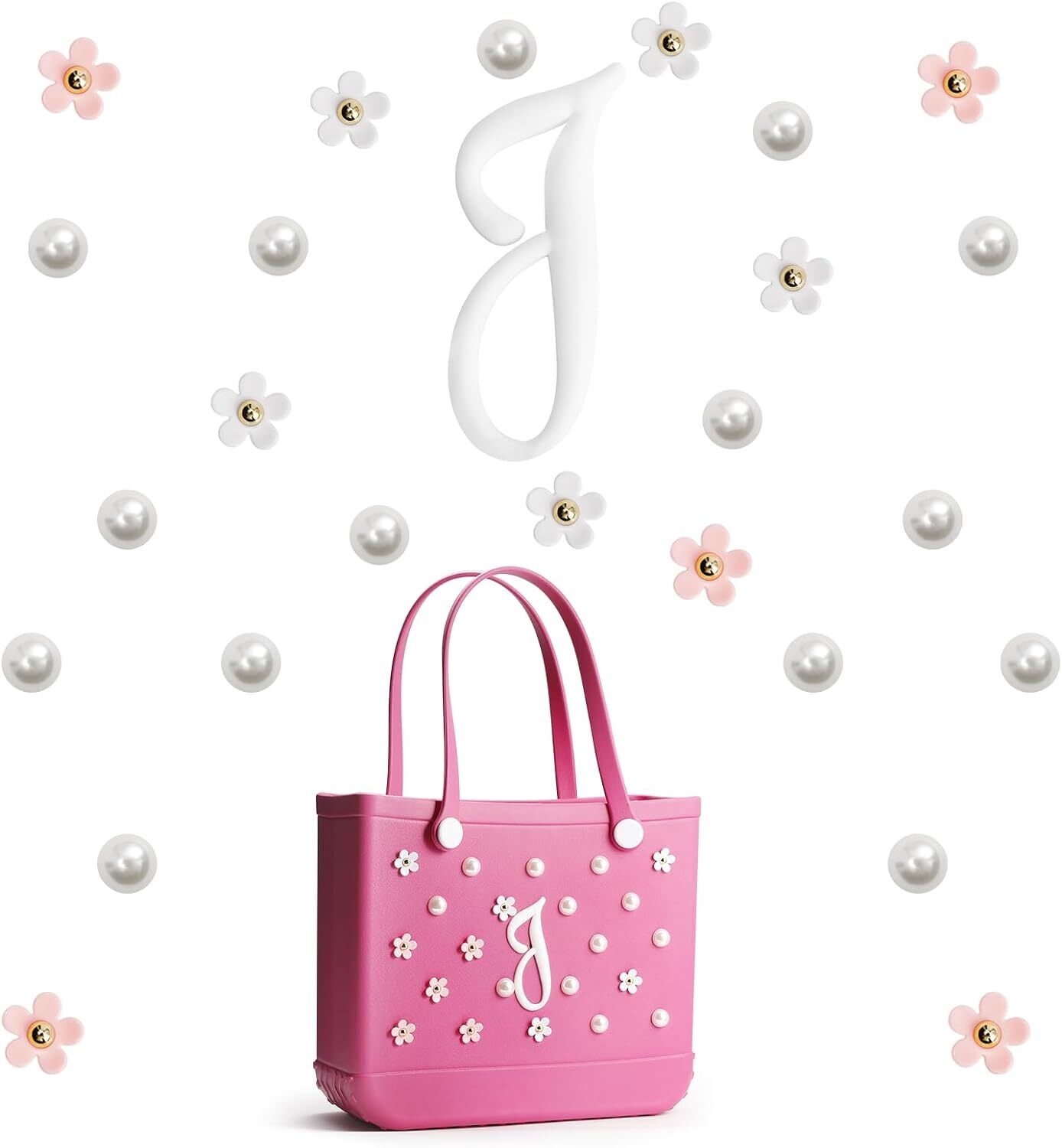 Flower Letter Charms Accessories for Bogg Bag, Cute Decorative Alphabet for... 