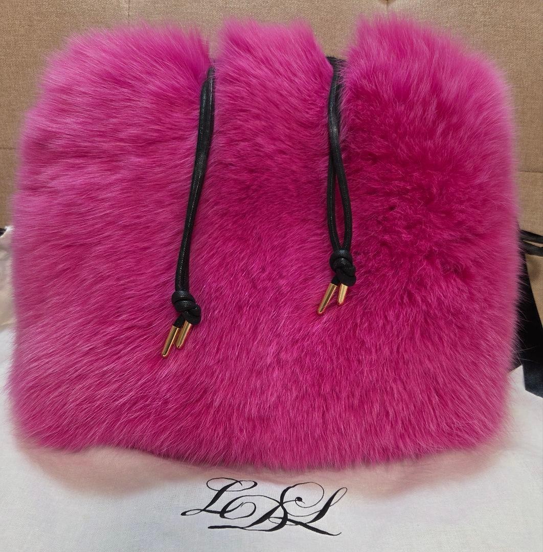 Ludlow Fox Fur Bag Pink Soft Genuine Fur Top Handle Used