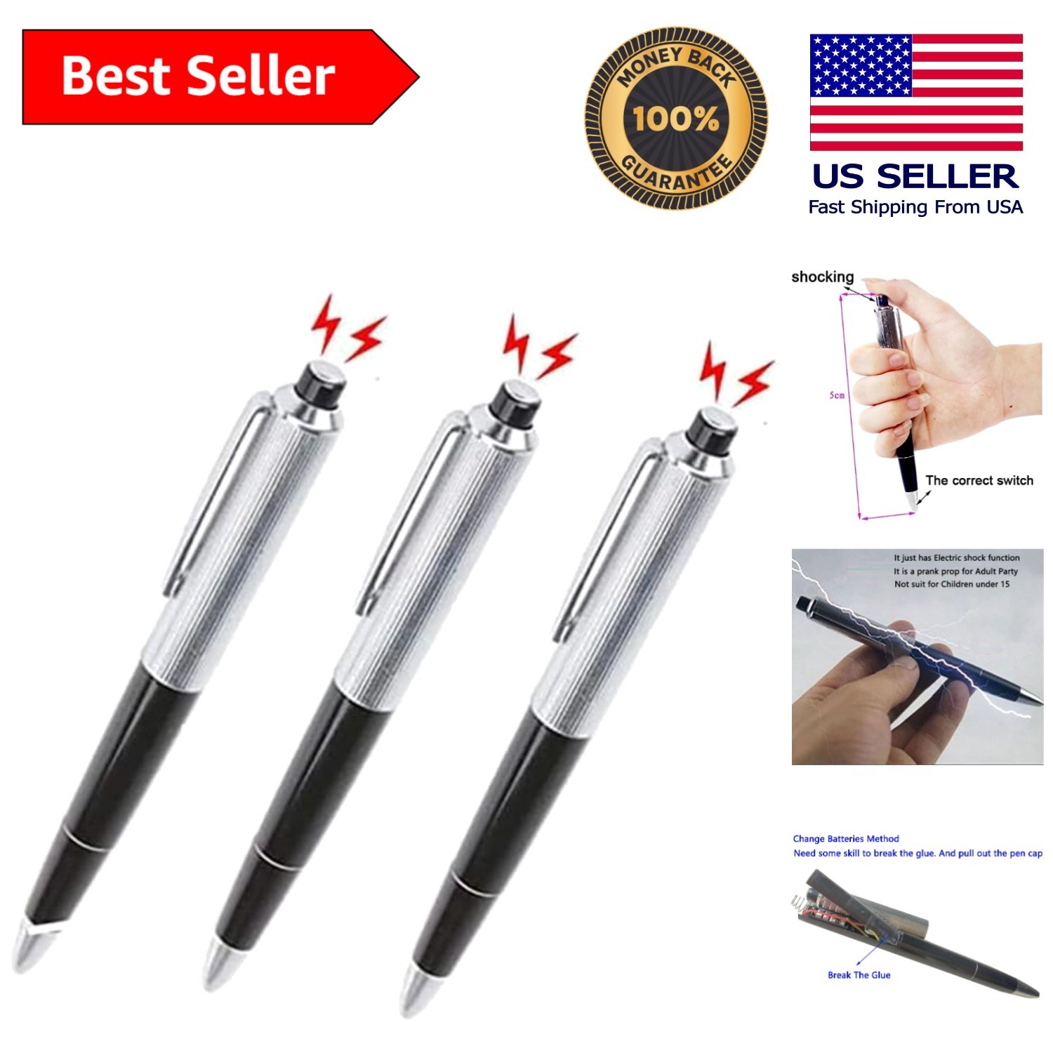 Ultimate Prankster's 3-Pack Electric Shock Pen Set - Hilarious Fun for Adults