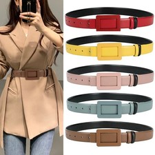 Real Leather Waist Belt Fashion Alloy Buckle Women Dresses Coats Belt Reversible