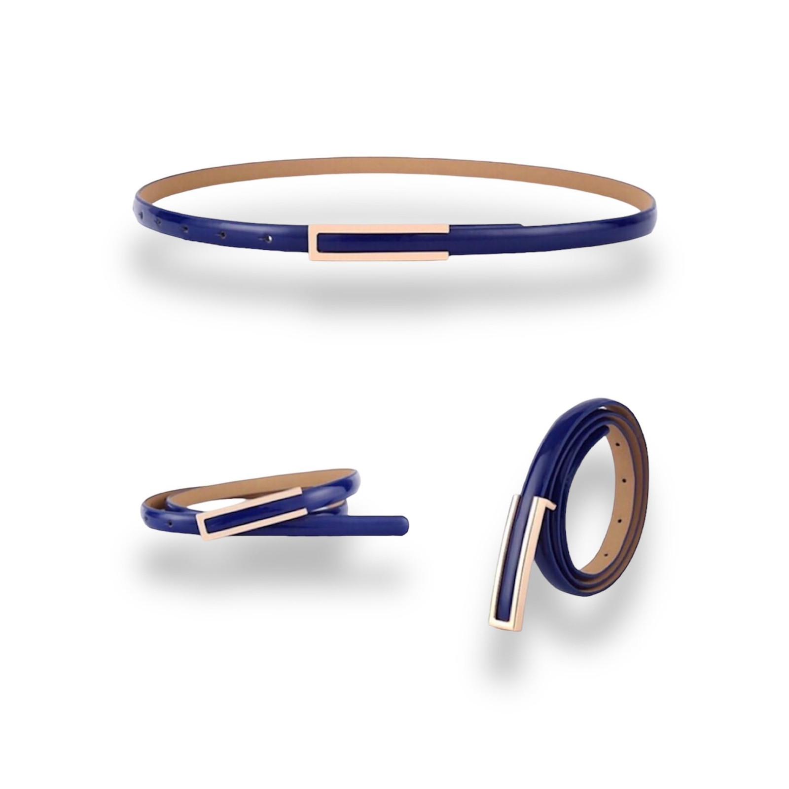 Women's Belt Fashion Elegant Dress Skinny Patent Leather Belts Waistband Thin...