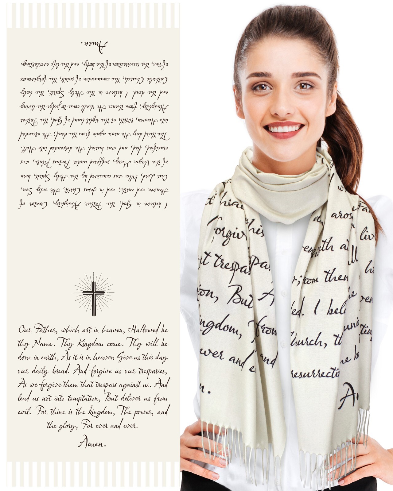 Women's Cashmere Feeling Religious Scarf - Prayer Christian Shawl Scarf