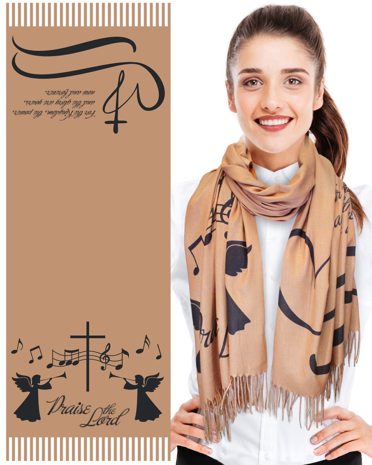 Women's Cashmere Feeling Religious Scarf - Praise Christian Shawl Scarf