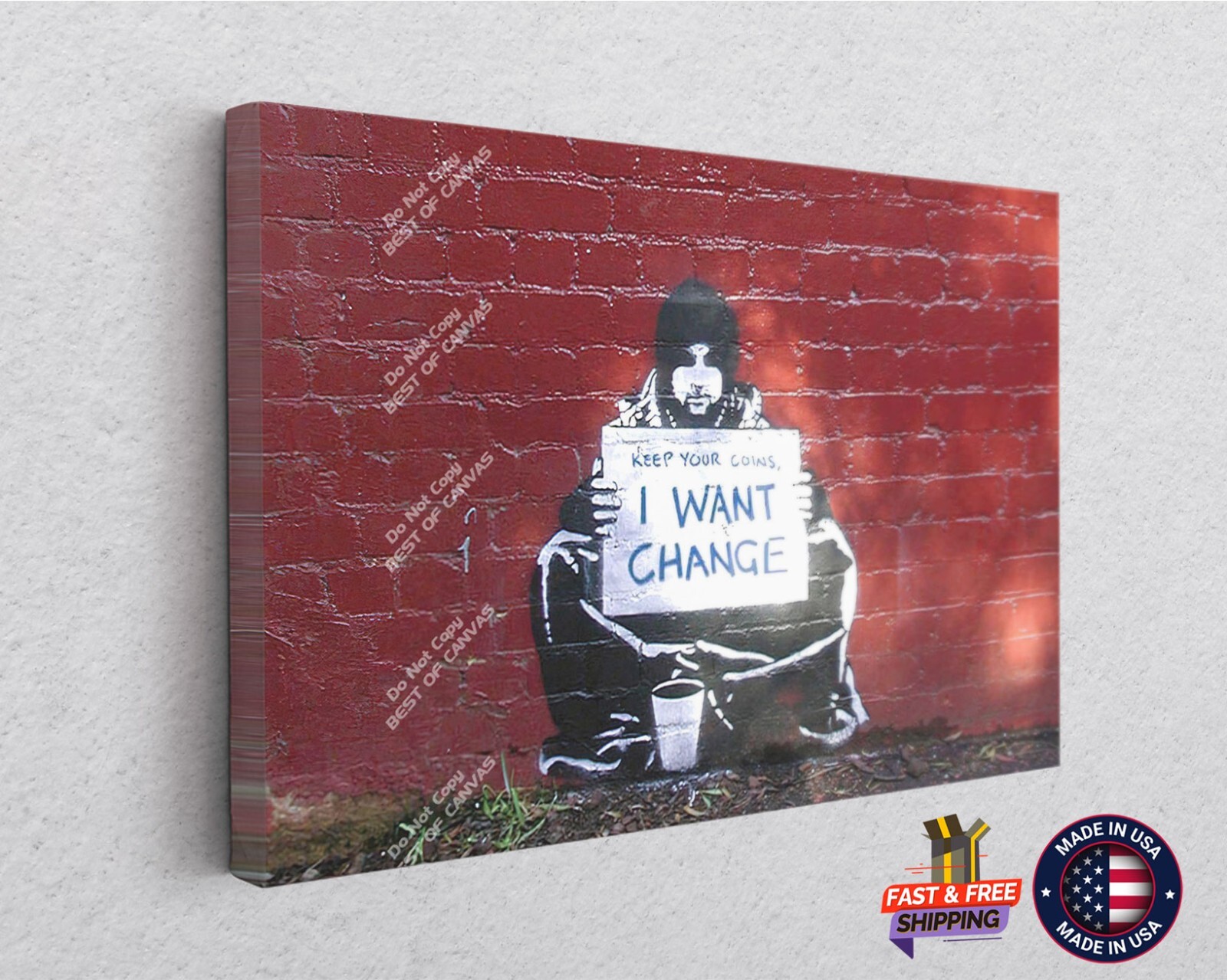 Banksy I Want Change Canvas Décor Art Print Room Painting Wall