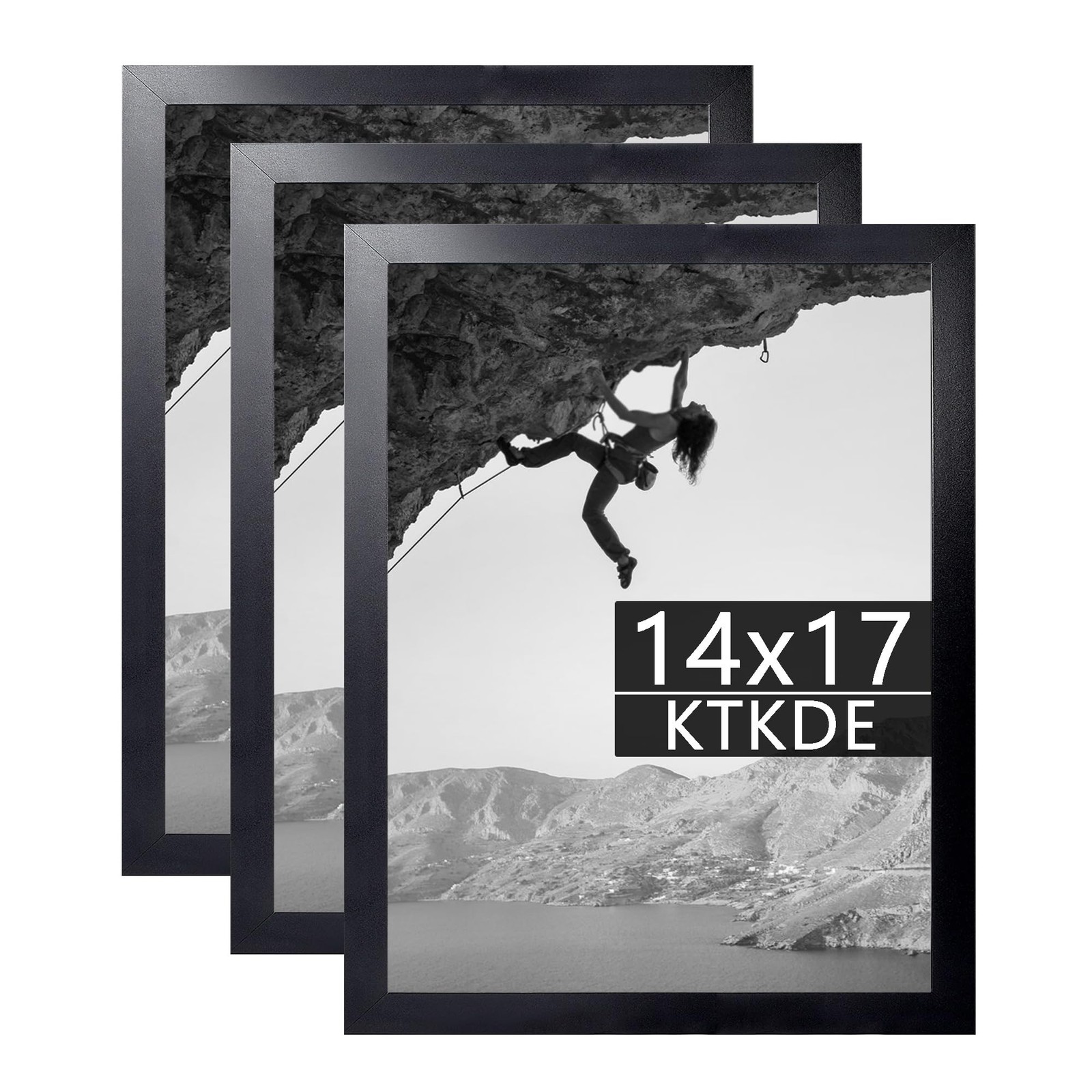 KTKDE 14x17 Black Wood Picture Frame Set of 3 - Studio Gallery Wall Art