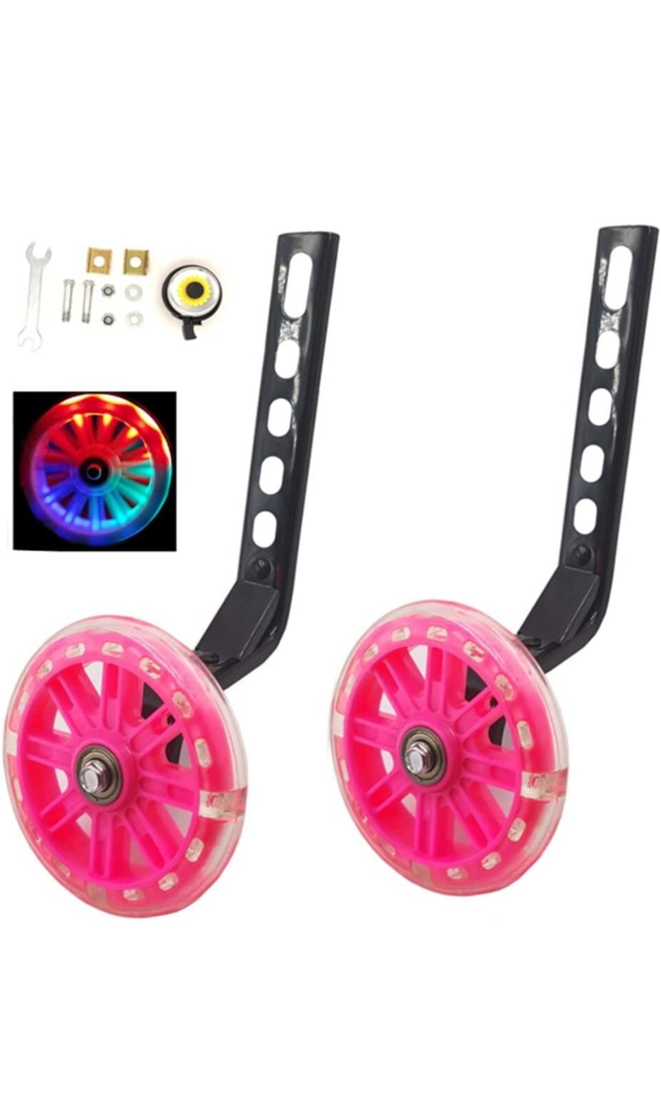 Pair of Training Wheels- Children'S Bicycle Riding Flash Silent  color pink