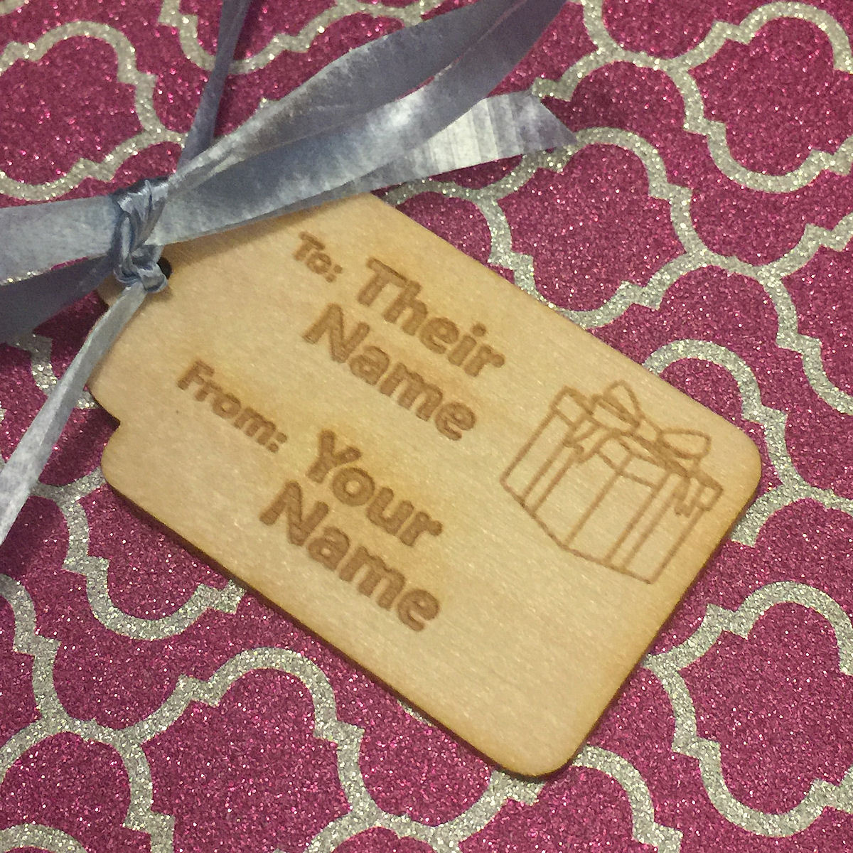 PERSONALIZED GIFT TAG - Wood Burned - Custom Text Name - Wooden Holiday Birthday