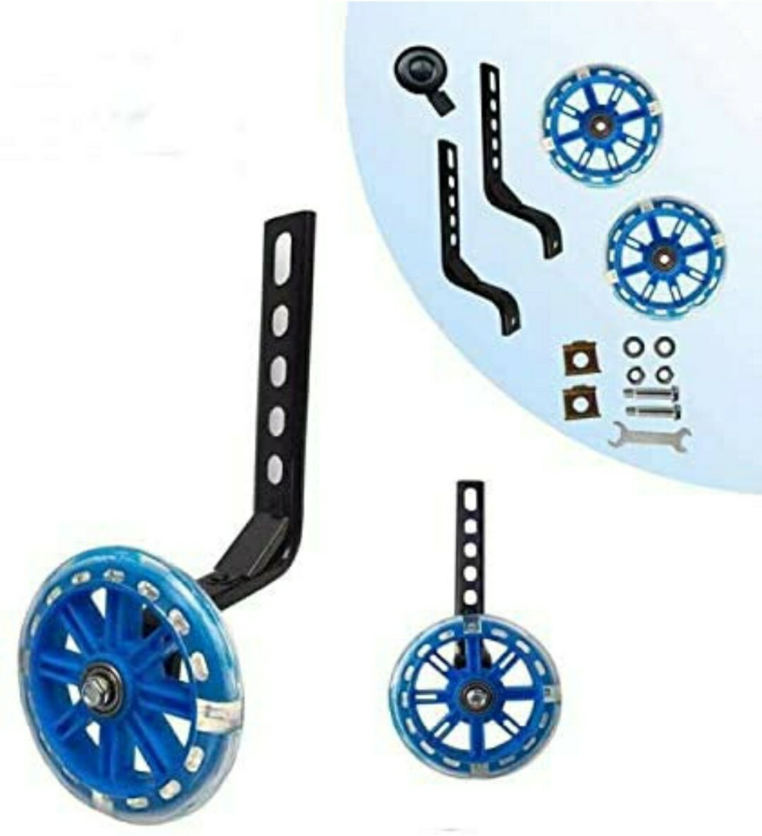 Training Wheels Flash Mute Wheel Bicycle Stabiliser Mounted Kit Color Blue.