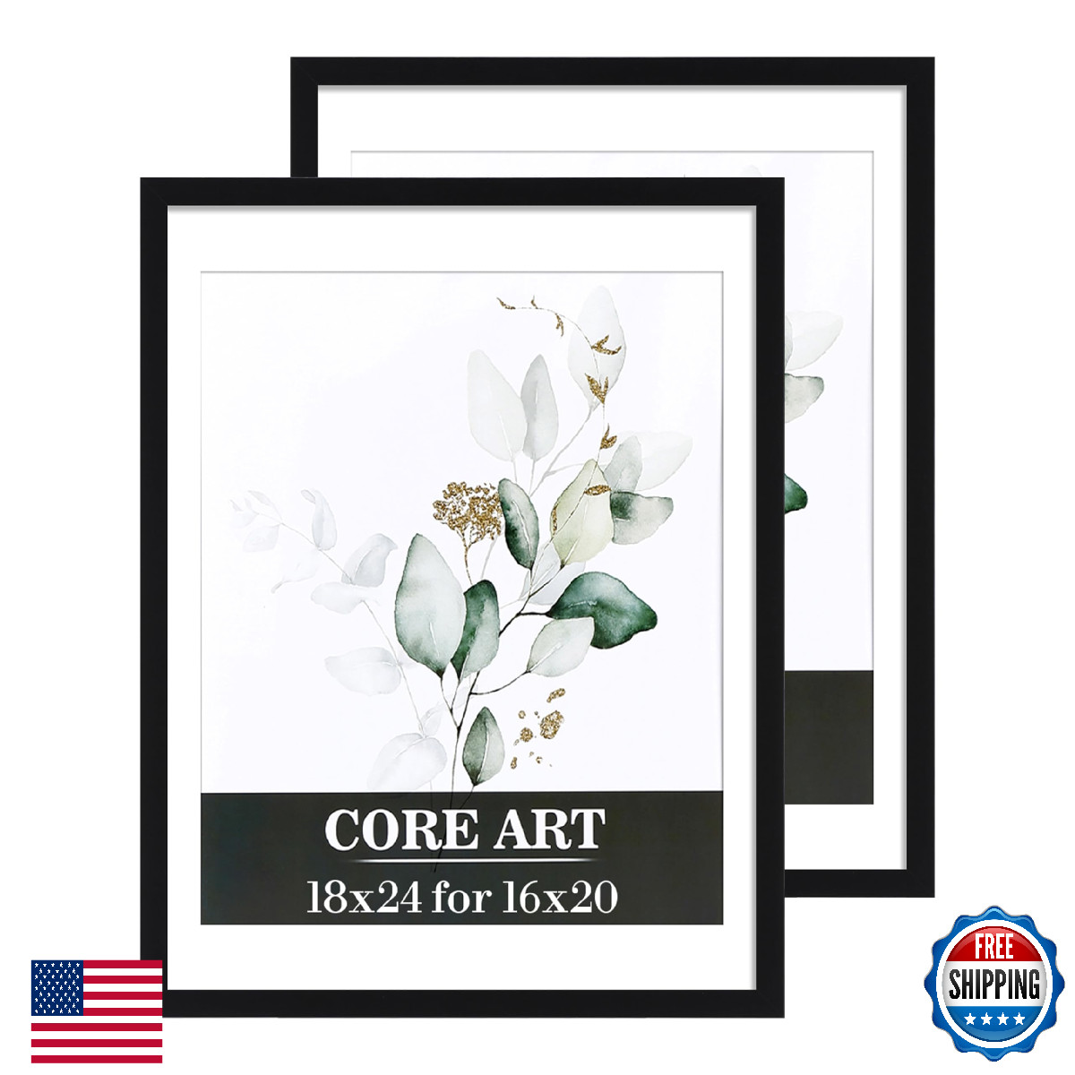 CORE ART 18x24 Black Picture Frame, Displays 16x20 with Mat, Wall or Tabletop