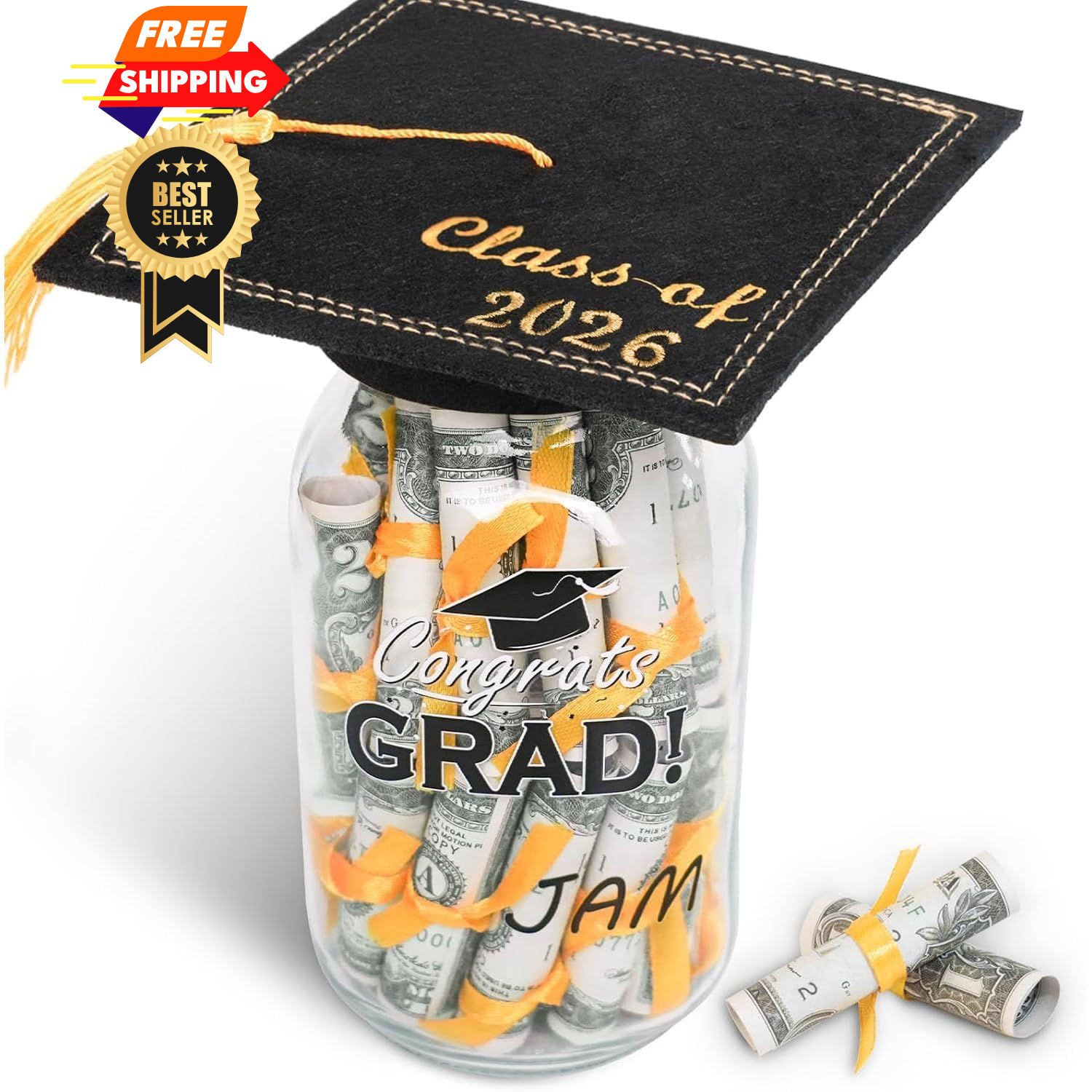 Graduation Gifts 2026 - Personalized Name Mason Jar - Filled with... 