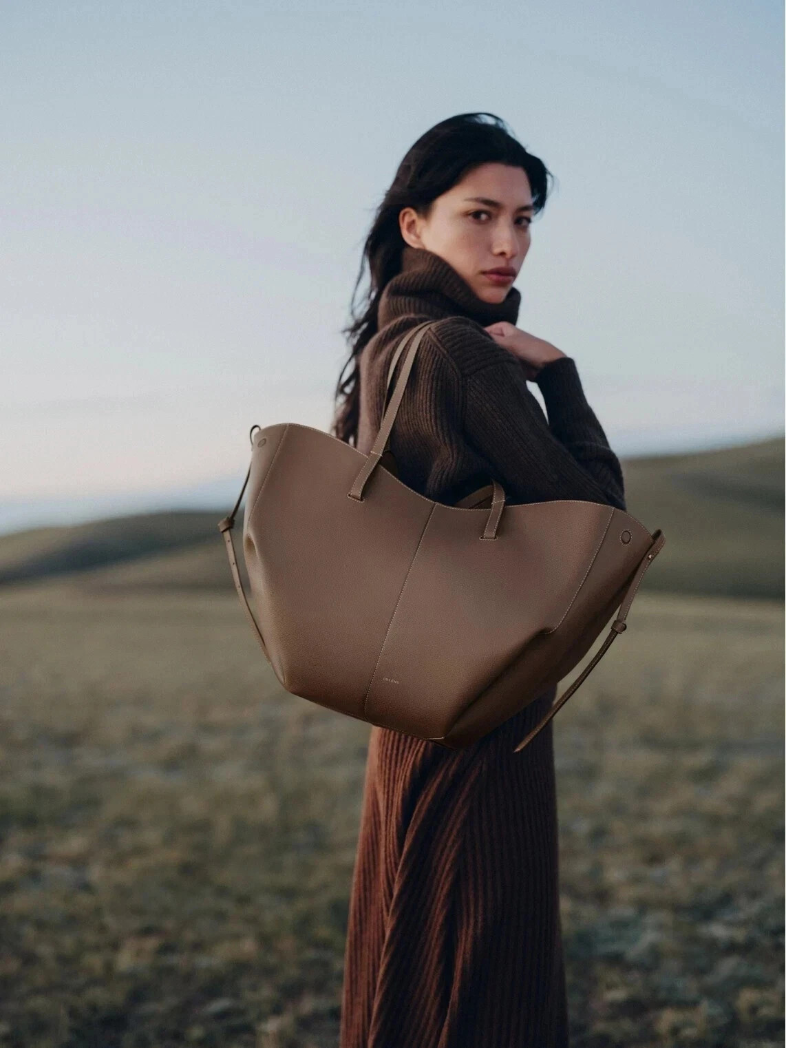 French POLEN women's bag cowhide large capacity tote bag Minimalist luxury bag