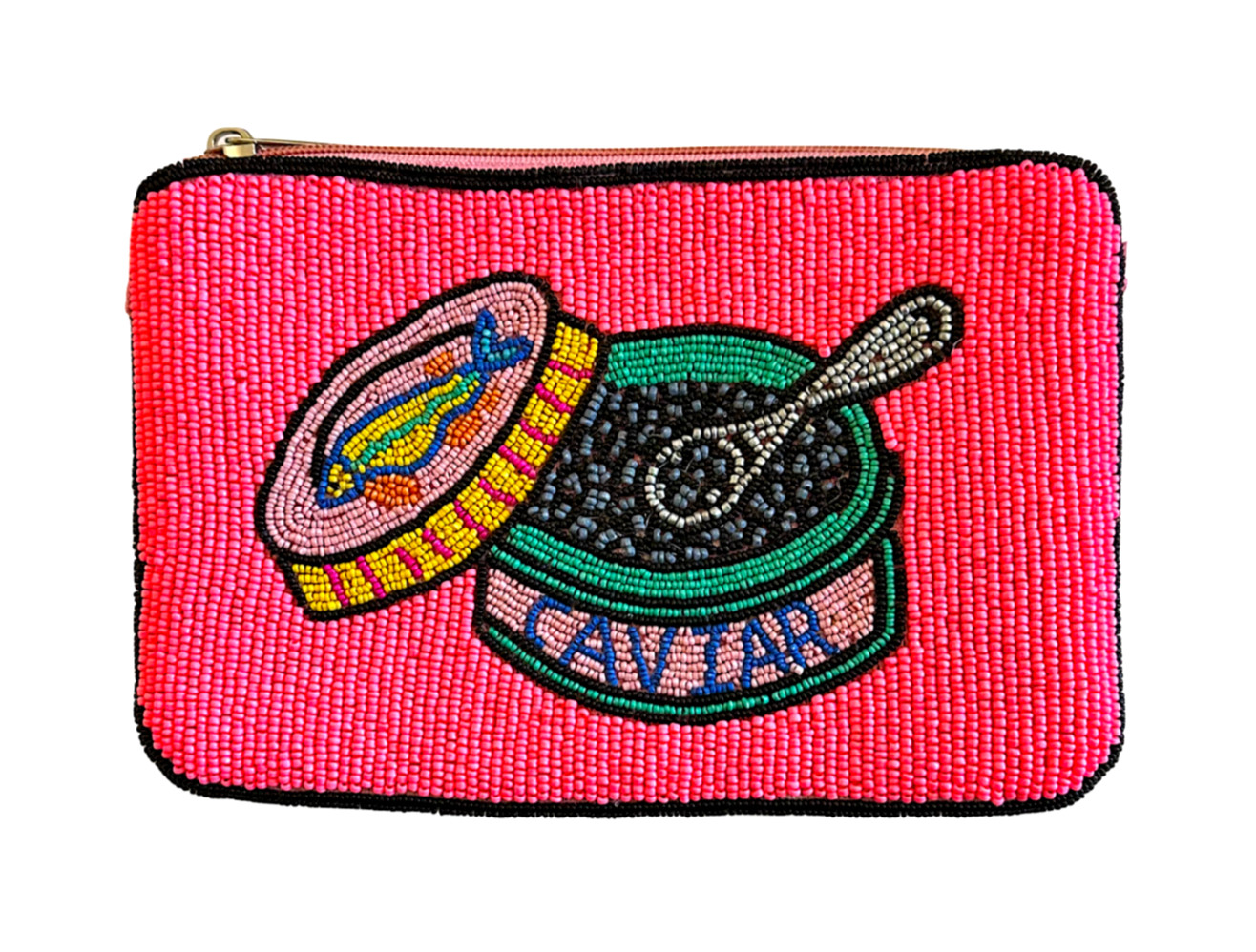 Caviar Crossbody Bag, Beaded Mini Clutch, Lily Posh, Caviar